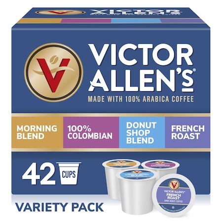 Victor Allen Victor Allen's Coffee Variety Pack (Morning Blend, 100% Colombian, Donut Shop Blend, and French Roast), 42 Count, Single Serve Coffee Pods for Keurig K-Cup Brewers FG015193RV